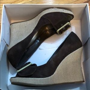Brown suede wedges size 9